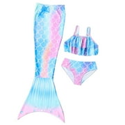 Mermaid Tails for Swimming Girls Bathing Suits Swimsuit Princess Swimwear Bikini Set for 1-14 Year Old